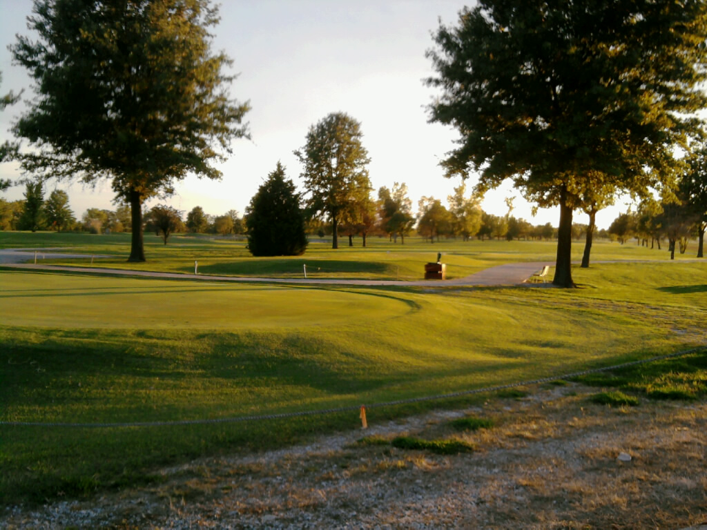 Golf Course In Columbia, IL A hole on a golf course surrounded by leafy trees